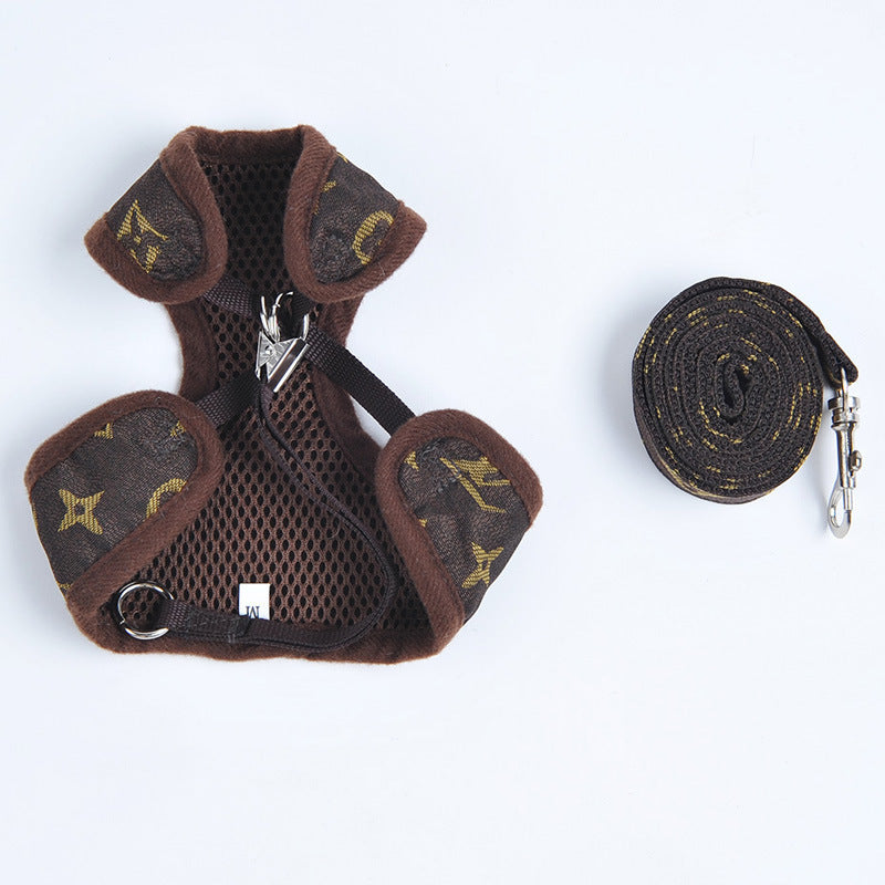 LV Brown Harness and Leash Set