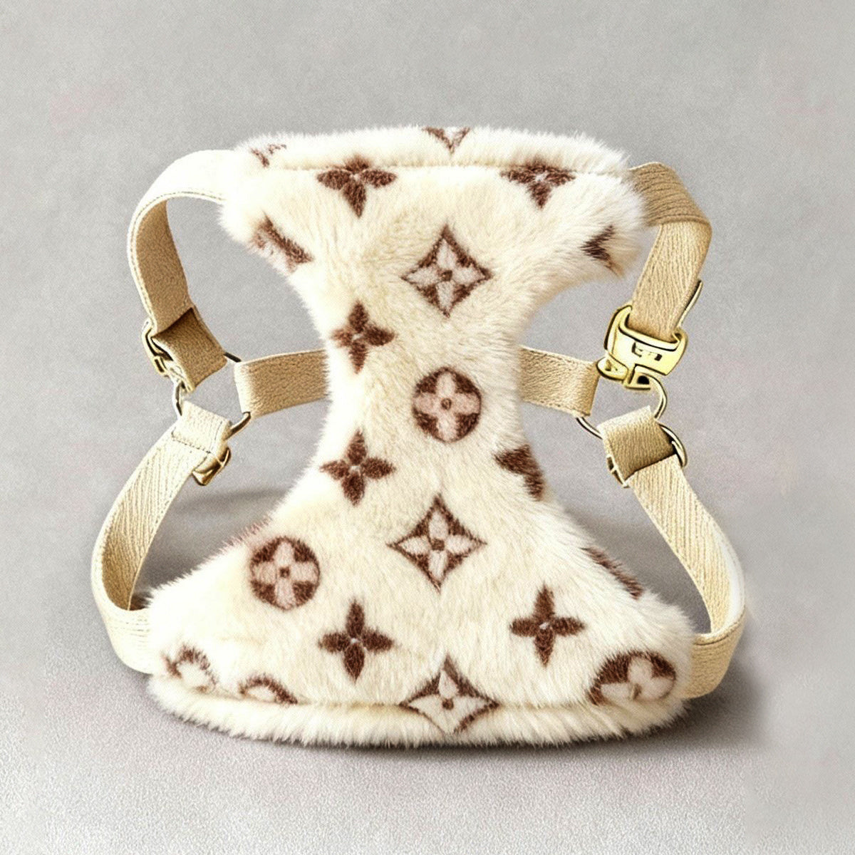 LV Fluffy Harness and Leash Set