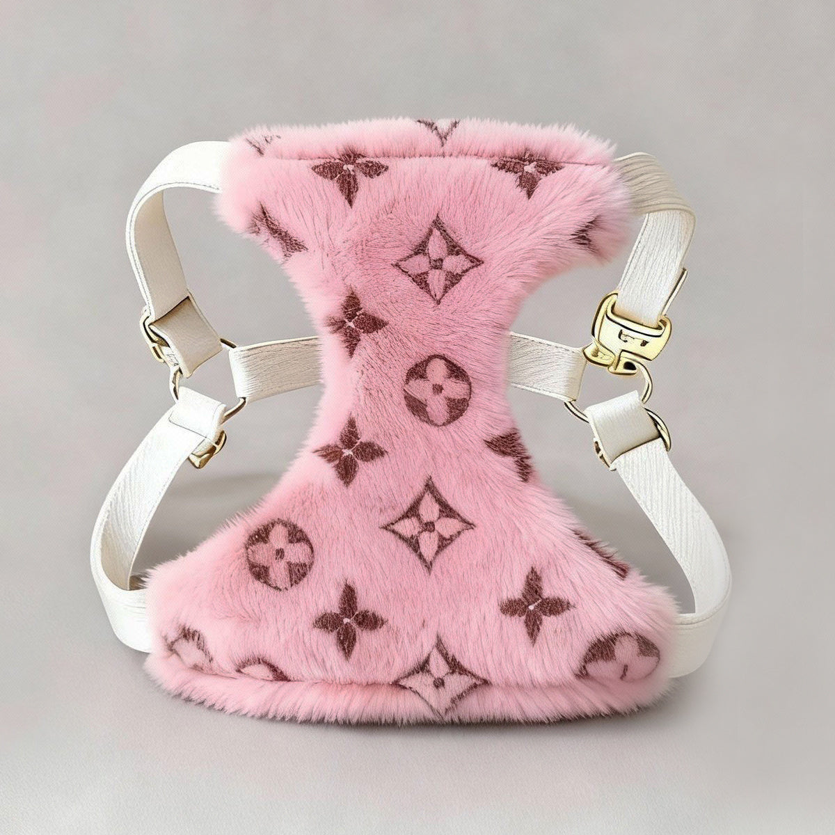 LV Fluffy Harness and Leash Set