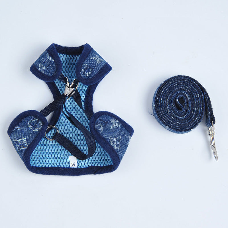 LV Denim Harness and Leash Set
