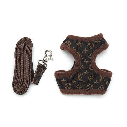 LV Brown Harness and Leash Set