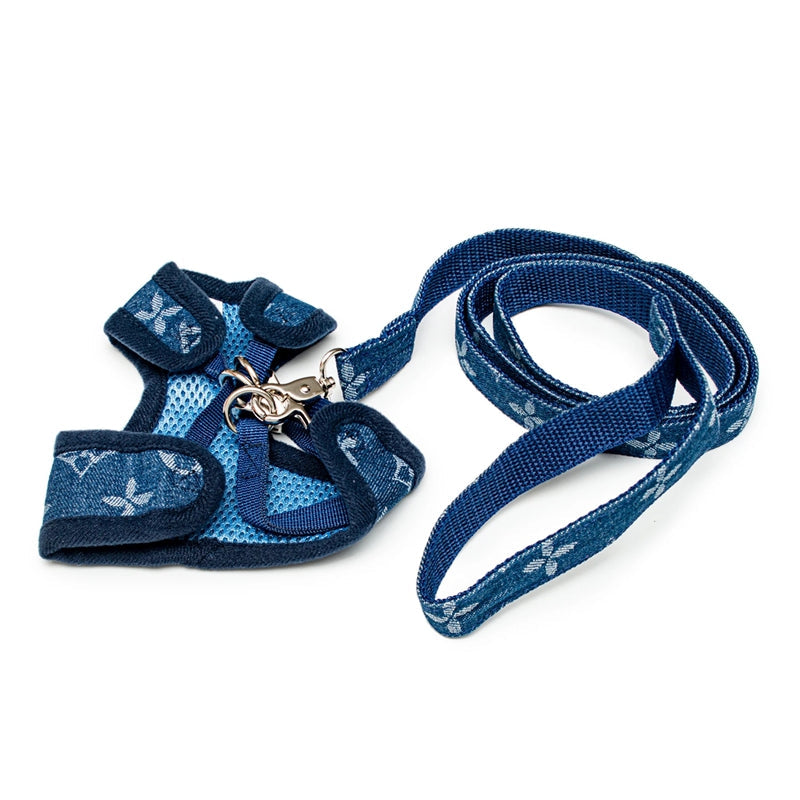 LV Denim Harness and Leash Set
