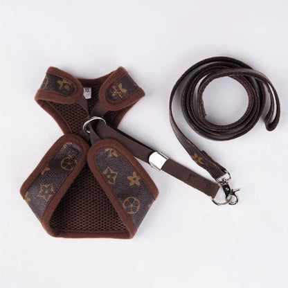 LV Leather Harness and Leash Set