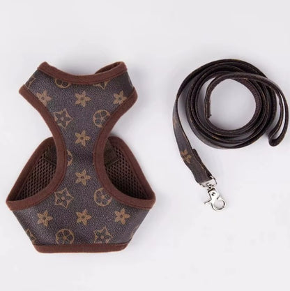 LV Leather Harness and Leash Set